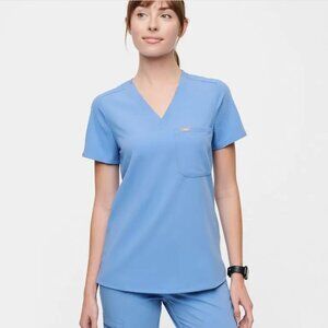 FIGS- Catarina one-pocket scrub top, XXS, ceil blue